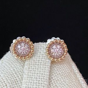 LAGOS two tone Caviar diamond stud earrings